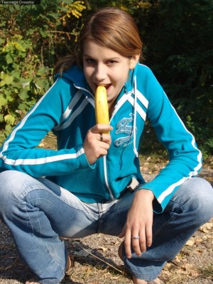 Emily receives private with a banana